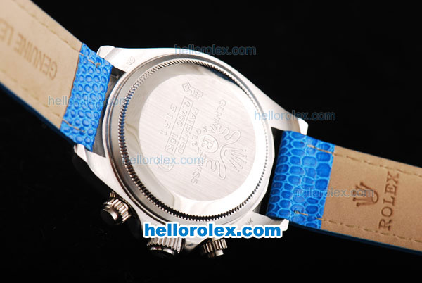 Rolex Daytona Automatic Movement MOP Dial with Roman Markers and Blue Leather Strap - Click Image to Close